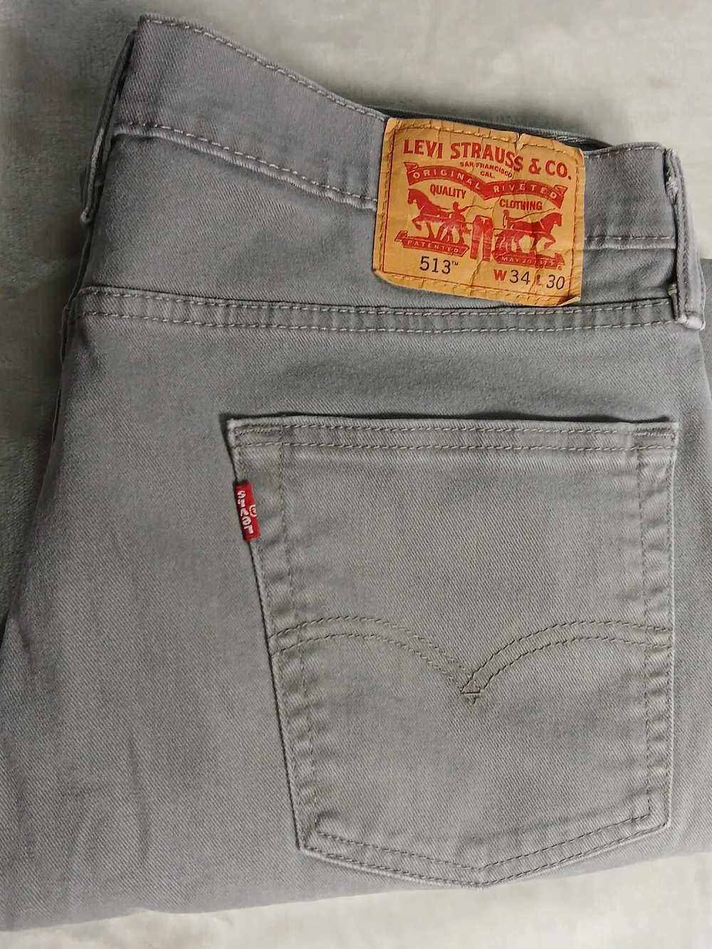 Levi's 513 Jeans 34x30 Men's Slim Straight Gray Denim